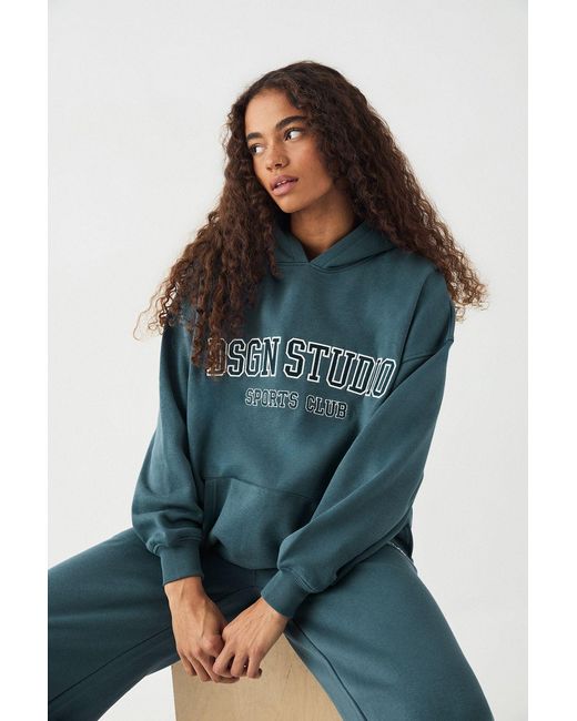 DSGN Studio Blue Applique Oversized Hoodie
