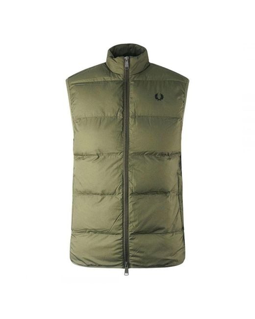 Fred Perry Green Insulated Quilted Uniform Gilet Jacket for men