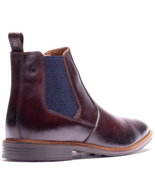 Base London Blue Kensington Leather Washed Boots for men