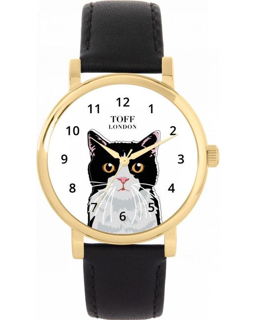 Toff London Black Tlws-32216 Ladies And Cat Head Watch