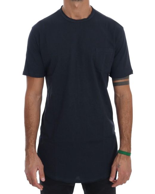 Daniele Alessandrini Blue Cotton Crewneck T-Shirt for men