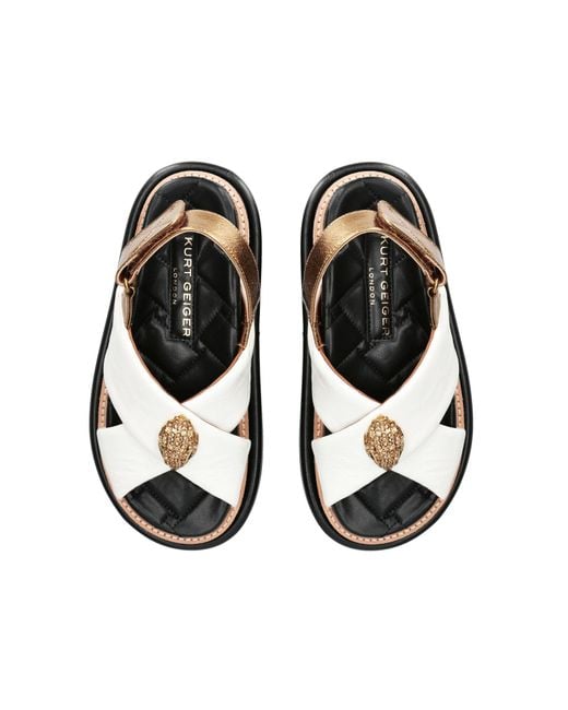 Kurt Geiger Black Leather Orson Cross Strap Sandal Sandals