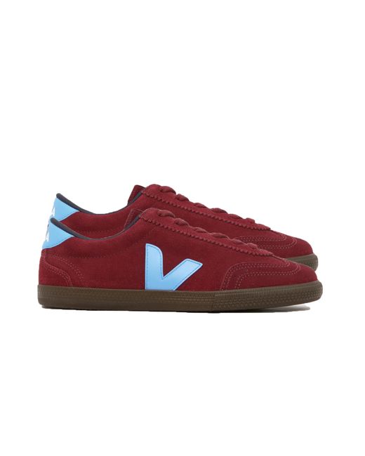 Veja Red Volley Suede Trainer Grenat/Aqua/Eagle for men