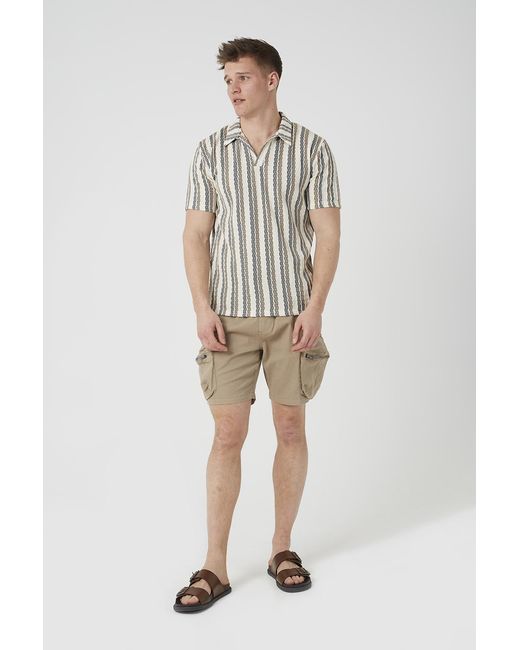 Brave Soul Natural Cotton Twill Chino Cargo Shorts for men