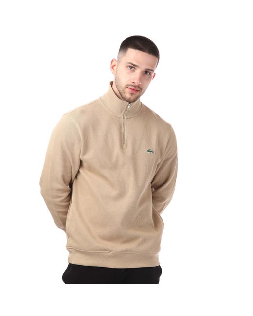 Lacoste Natural Zippered Stand-Up Collar Knitted Sweatshirt for men