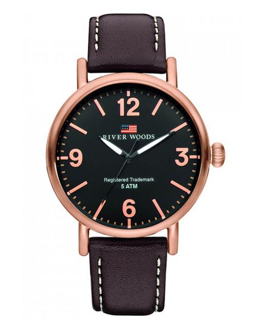 River Woods Black Delaware Watch Rw420034 Leather for men