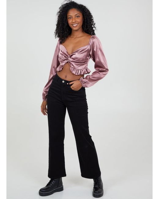 Pink Vanilla Blue Twist Front Crop Top
