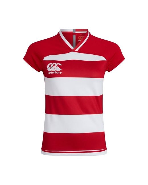 Canterbury Red Ladies Evader Hooped Vapodri Jersey (Flag)