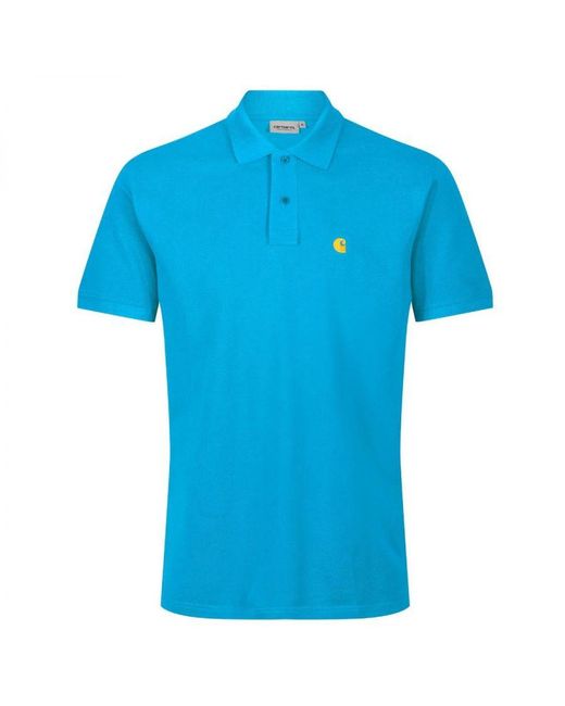 Carhartt Blue Cotton Pique Polo Shirt for men