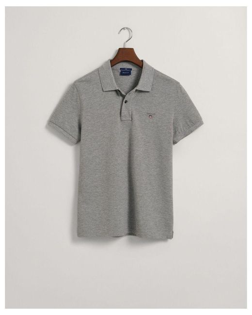 Gant Gray Original Slim Fit Pique Polo Shirt for men