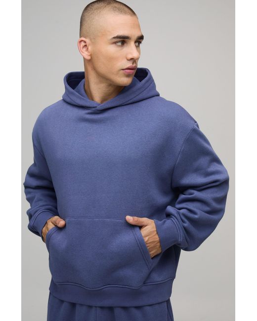 BoohooMAN Blue Basic Oversized Boxy Hoodie for men