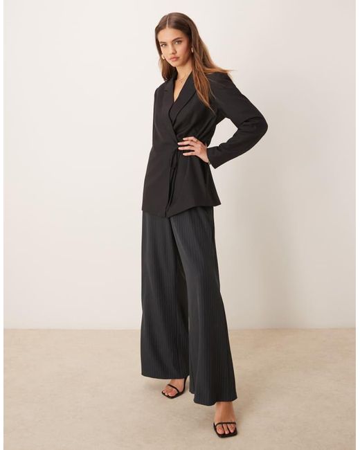 Vila Black Oversized Tie Detail Blazer