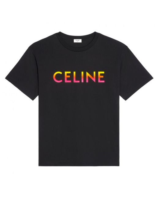 Céline Celine Los T-shirt Met Gradiënt Celine Print In Het Zwart in het Black voor heren