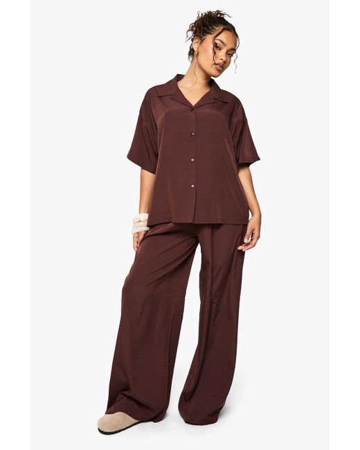 Boohoo Red Oversized Shirt Co-Ord