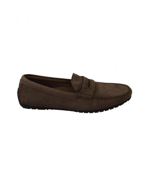 Dolce & Gabbana Brown Leather Flat Slip On Mocassin Shoes for men