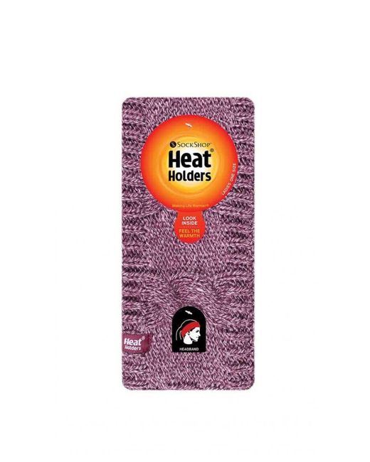Heat Holders Purple Ladies Cable Knitted Fleece Lined Thermal Winter Ear Warmer Headband
