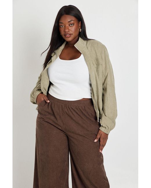 Boohoo Brown Plus Peached Funnel Neck Zip Up Jacket
