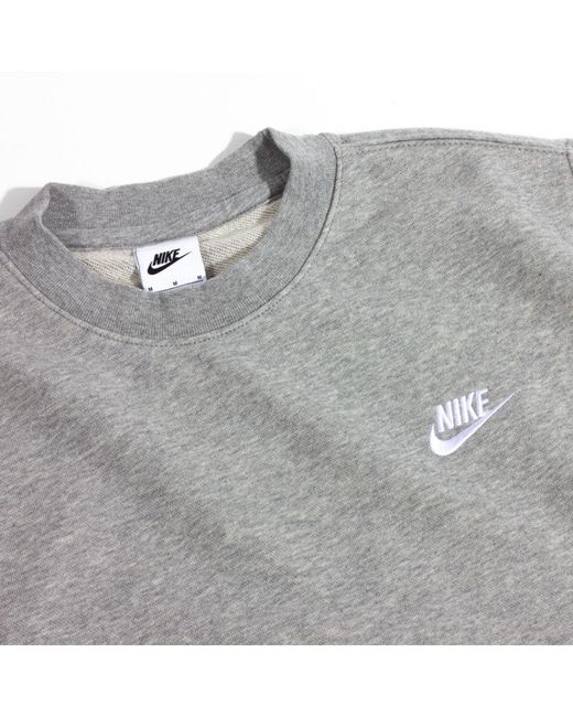 Nike Gray Sportswear Club Crewneck Sweatshirt Cotton for men