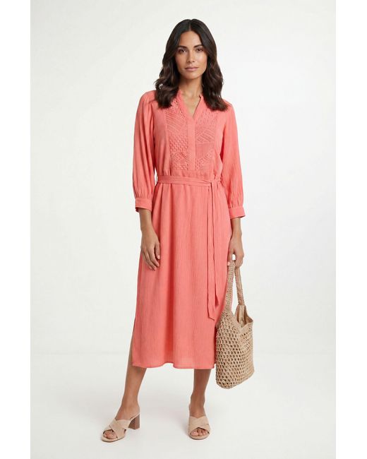 Wallis Red Summer Cheesecloth Midi Dress