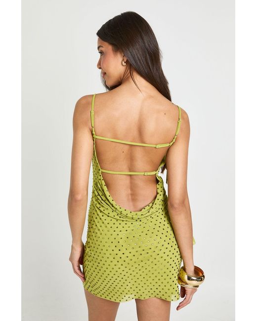 Boohoo Black Premium Hotfix Cowl Back Detail Mini Dress