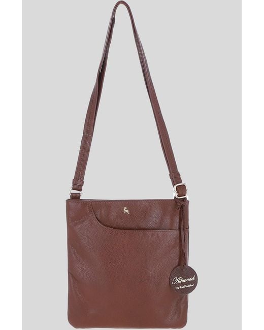 Ashwood Leather Brown 'Melodia' Real Curve Pocket Crossbody Bag