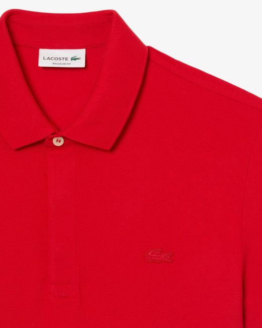 Lacoste Red Paris Strech Pique Polo Shirt Cotton for men