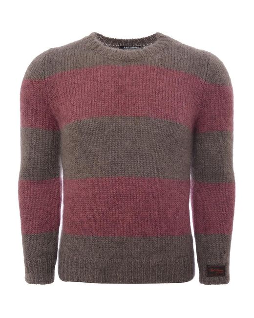 Raf Simons Purple Striped Mohair Crew Knit for men