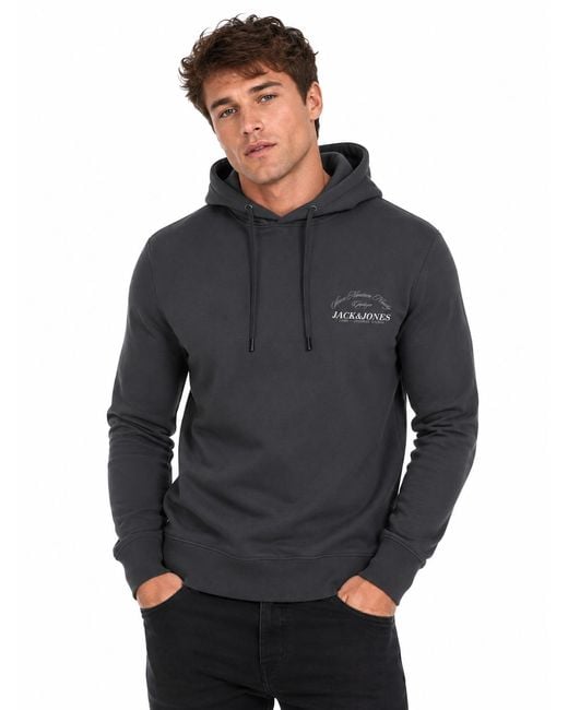 Jack & Jones Gray Hoodie Hooded Pullover for men