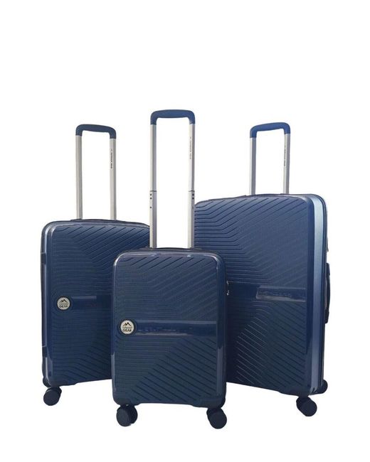 Infinity Leather Blue Hard Shell Travel Luggage Suitcases