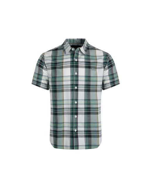 Weird Fish Green Judd Checked Organic Cotton Short-Sleeved Shirt (Dusty) for men