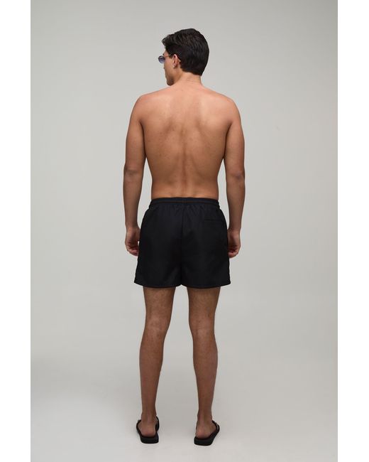 BoohooMAN Black Patch Print Short Length Swim for men
