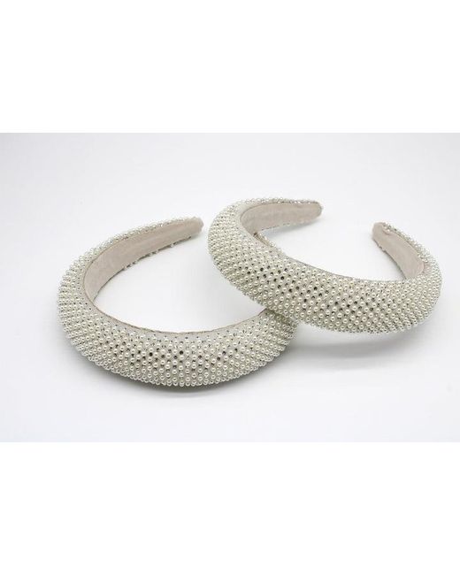 SVNX Metallic Pearls And Rhinestone Headband