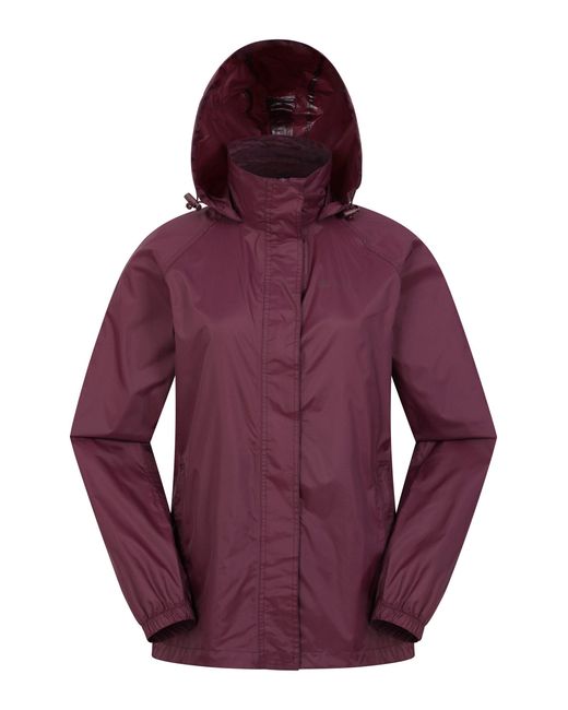 Mountain Warehouse Purple 'Pakka' Packable Jacket Waterproof Breathable Adjustable Hood Rain Coat Polyamide