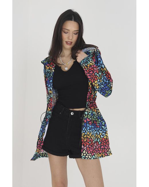 Brave Soul Blue Multi 'Lolo' Lightweight Showerproof Jacket