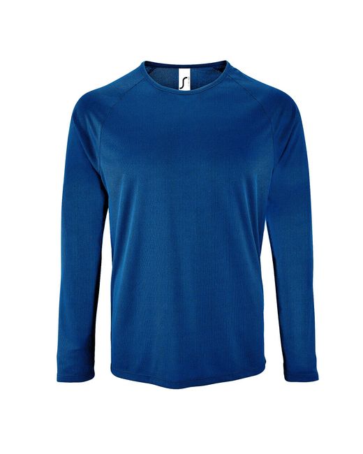 Sol's Blue Sporty Long Sleeve Performance T-Shirt (Royal) for men