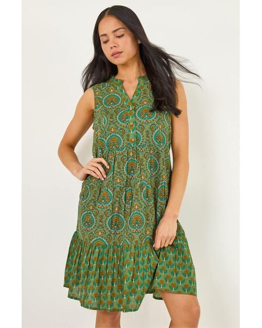 Roman Green Petite Paisley Print Tunic Dress