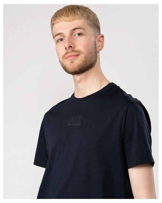 Armani Exchange Blue Ax Outline Logo T-Shirt for men