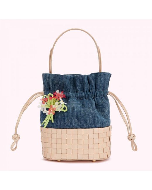 Lulu Guinness Blue Flower Canvas Eloise Basket Bag