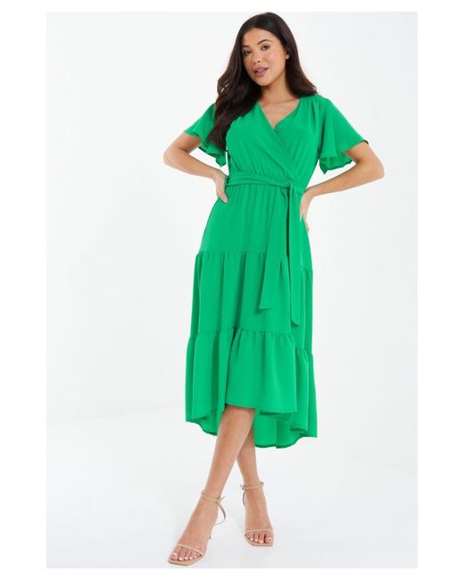 Quiz Green Jade Dip Hem Midi Dress