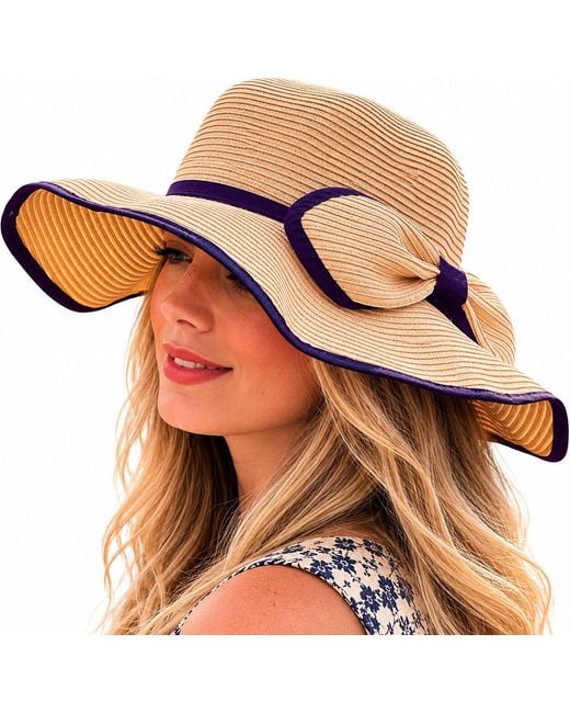 Woodland Leathers Orange Ladies Wide Brim Foldable Sun Hat Adjustable Summer Beach Hat