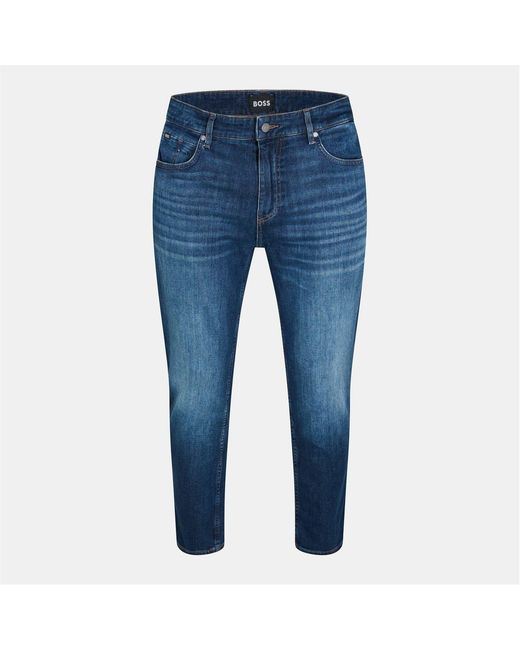 Boss Blue Mid Rise Slim Fit Five Pocket Jeans for men