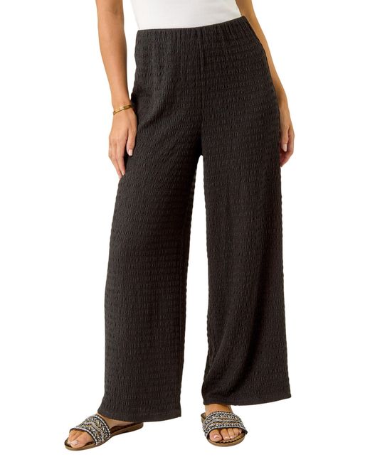Roman Black Petite Textured Stretch Trouser