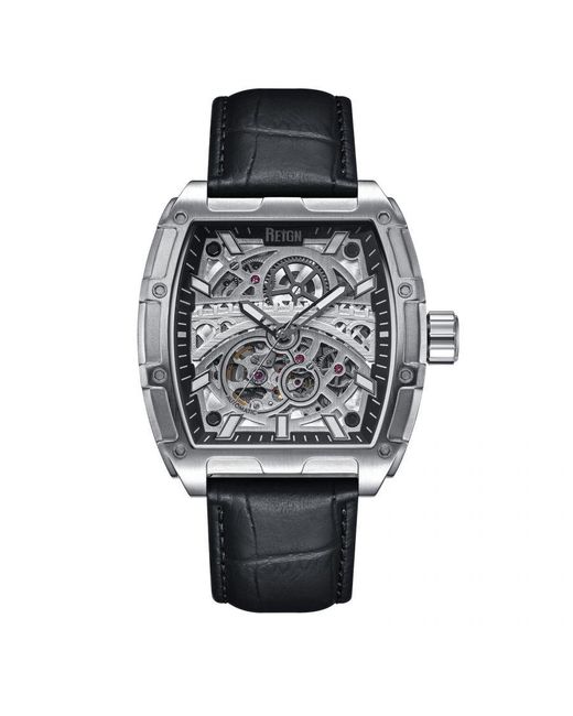 Reign Gray Olympia Automatic Semi-Skeleton Leather-Band Watch for men