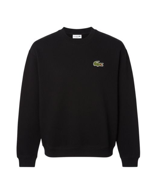 Lacoste Black Fit Badge Accent Fleece Sweatshirt for men
