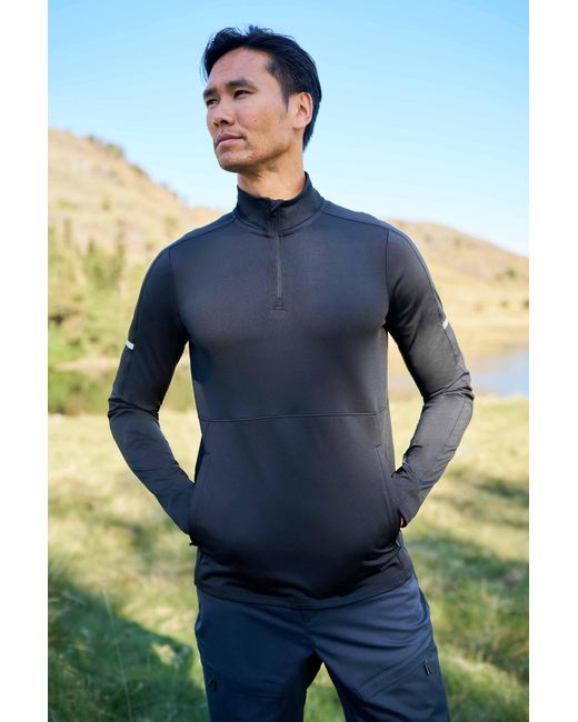 Mountain Warehouse Blue 'Core' Half Zip Midlayer Stretchy Quick Wick Lightweight Activewear Jumper for men