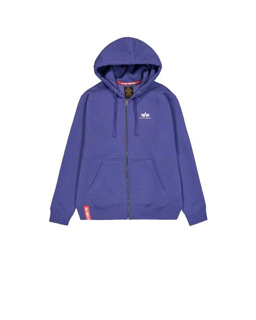 Alpha Industries Basic Small Logo Zip Hoodie in het Blue voor heren