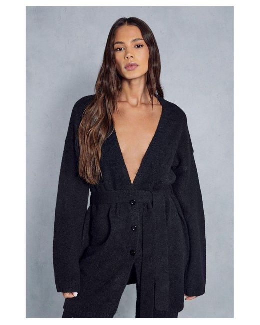 MissPap Blue Oversized Belted Knitted Cardigan Co-Ord