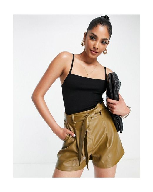 Leather paperbag clearance waist shorts