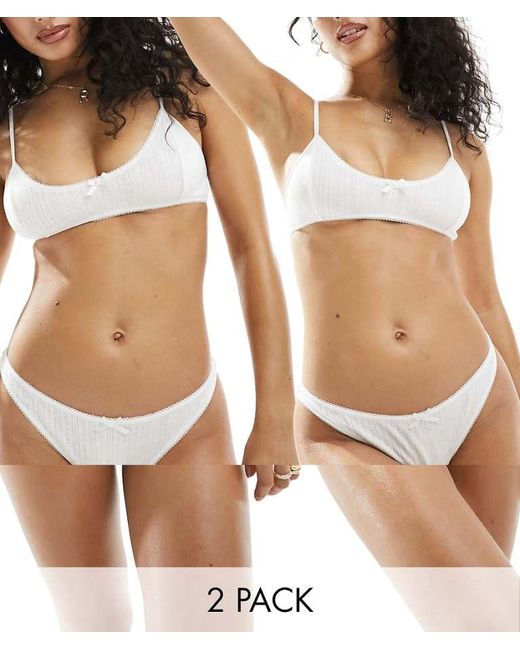 Weekday Brown Pointelle Thong 2-Pack