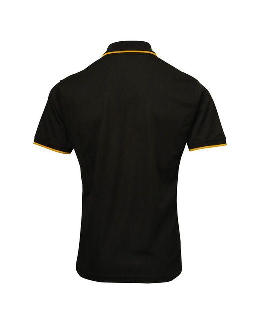 PREMIER Black Contrast Coolchecker Polo Shirt (/Sunflower) for men